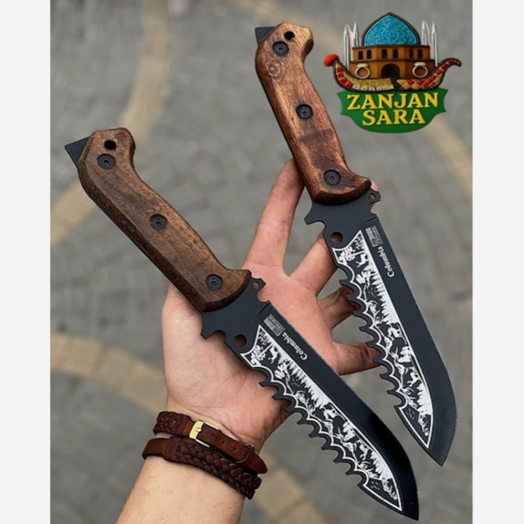 چاقو شکاری فولاد رنگی رمبو پشت ارّه ای زنجان