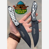 چاقو شکاری فولاد رنگی دسته پوست ماری احمدی زنجان