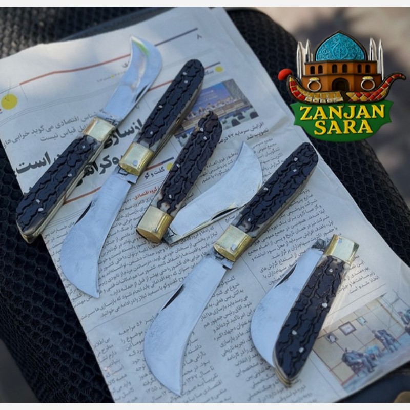چاقو تاشو پیوند زنی استیل دسته طرح شاخ زنجان