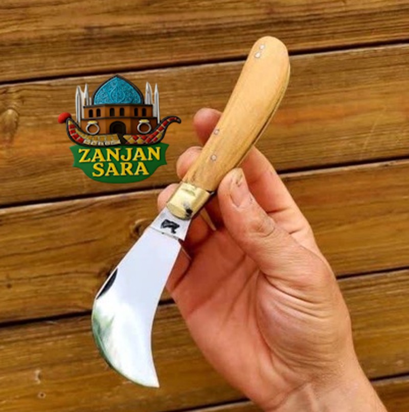 چاقو تاشو پیوندی فولاد دسته چوب زنجان