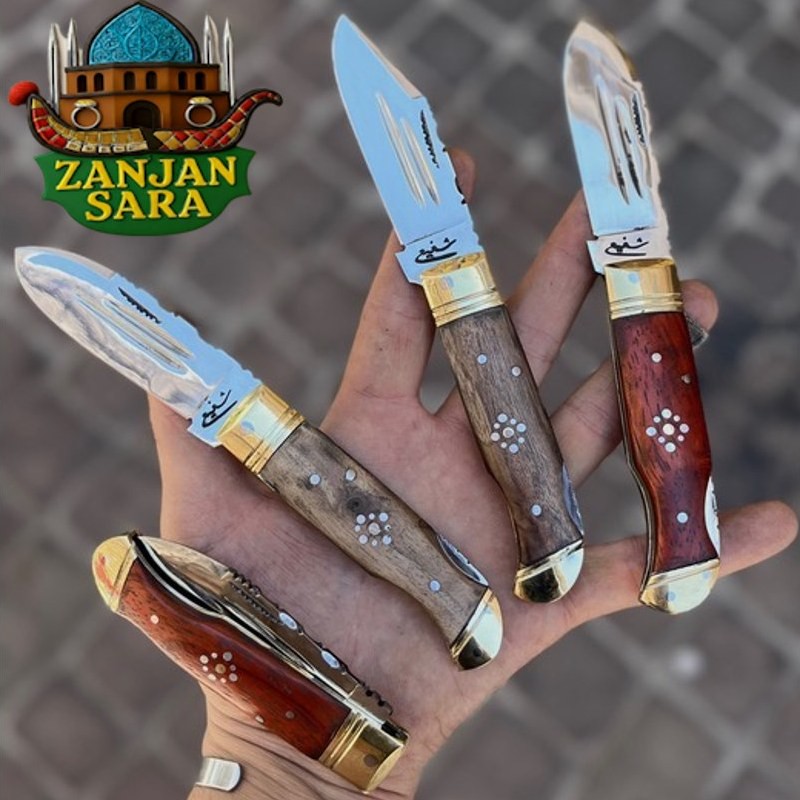 چاقو تاشو ضامندار استیل طرح خارجی شفیعی زنجان