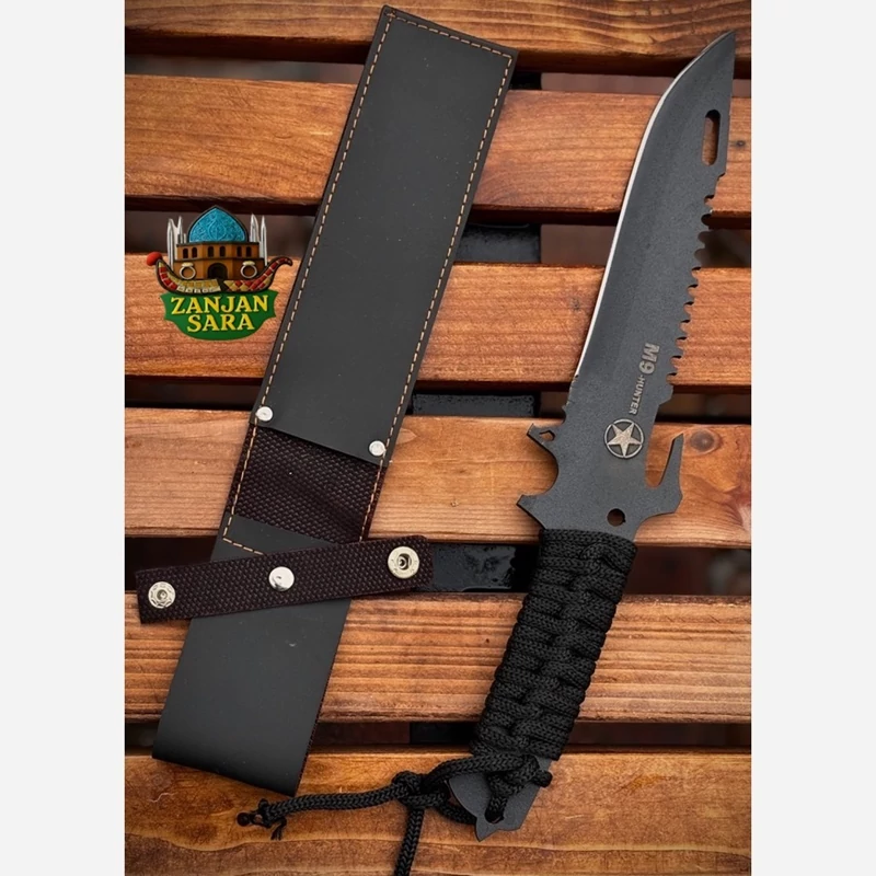 چاقو شکاری فولاد رنگی m9 دسته بافت زنجان