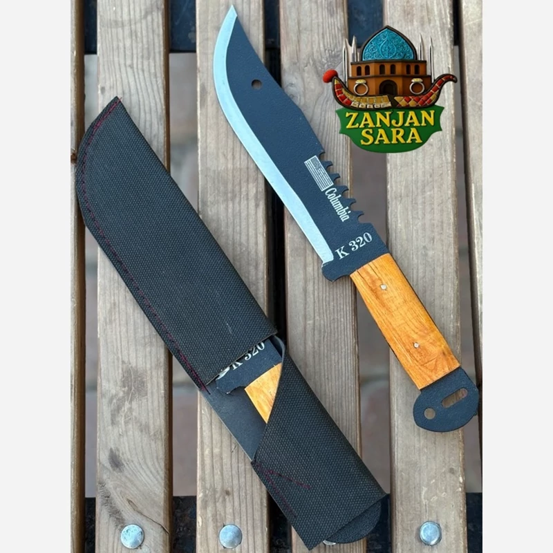 چاقو شکاری فولاد رمبو تیغه رنگی k320 زنجان