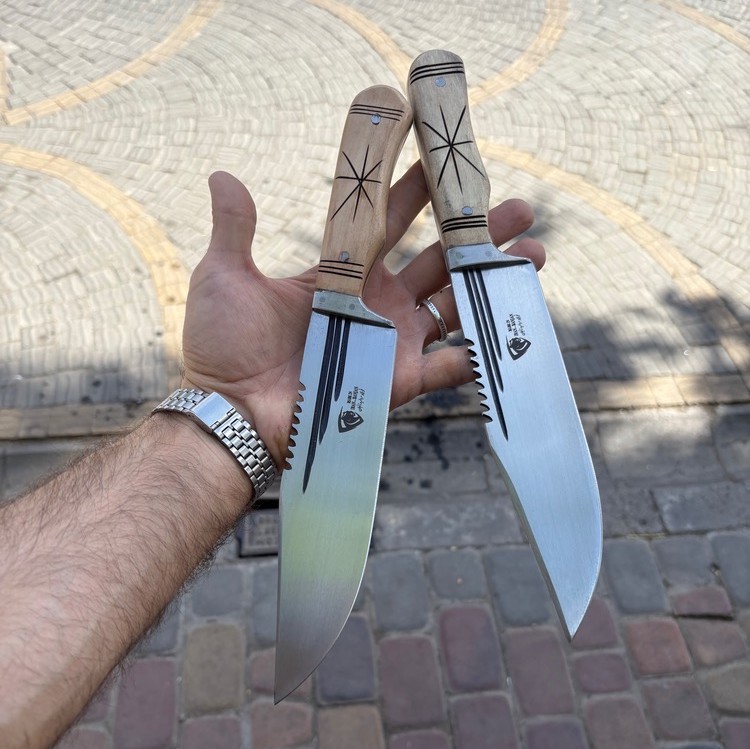 چاقو شکاری فولاد باربند دار مروارید زنجان