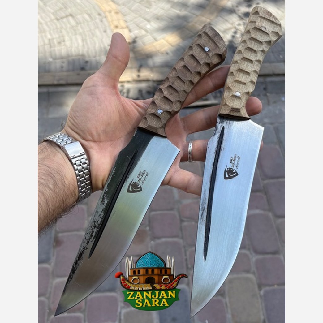 چاقو شکاری فولاد دسته زنبوری مروارید زنجان