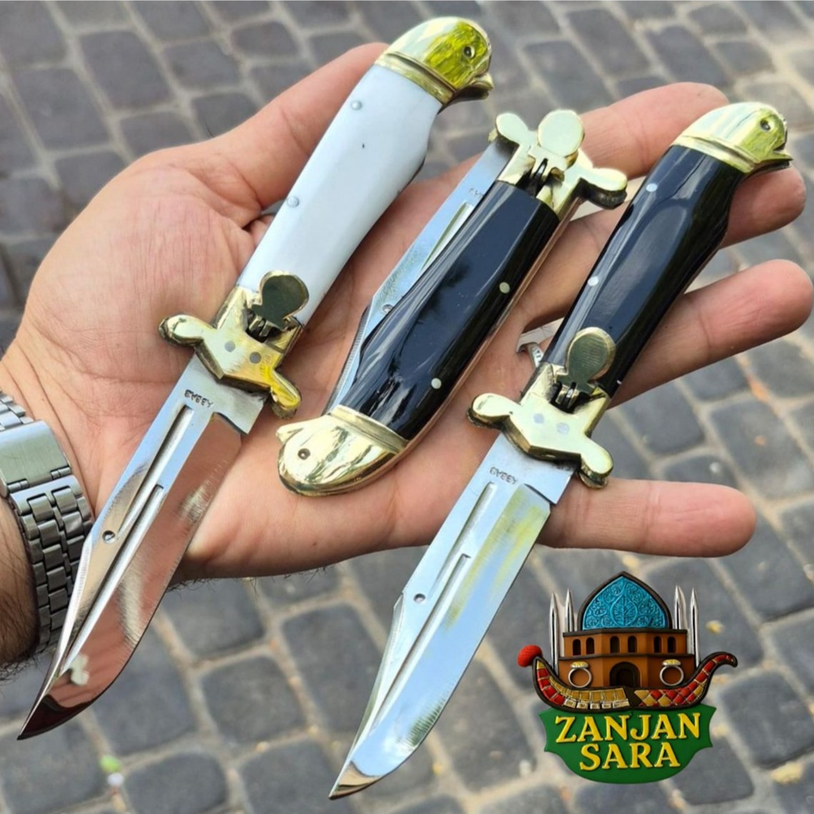 چاقو ضامن پرتابی قبضه دار استیل عباس زنجان