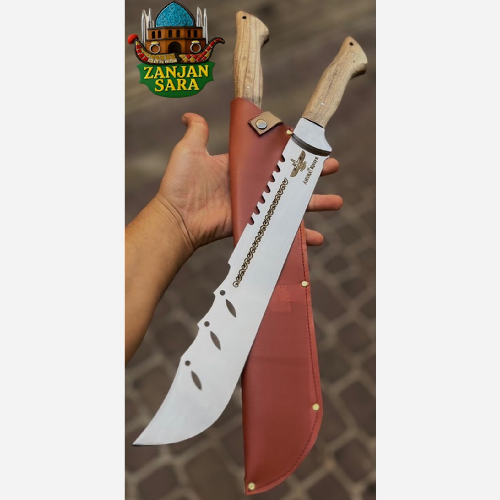 چاقو بامبو زن فنر شیاردار 55 سانتی اهورا زنجان
