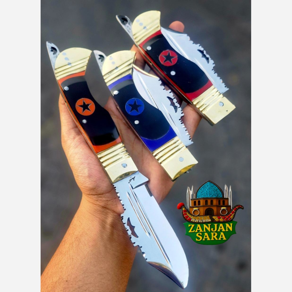 چاقو تاشو ضامن دنده ای فولاد مجید زنجان